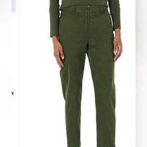 Women’s Front Zip Army  Green Straight Leg Pants  8